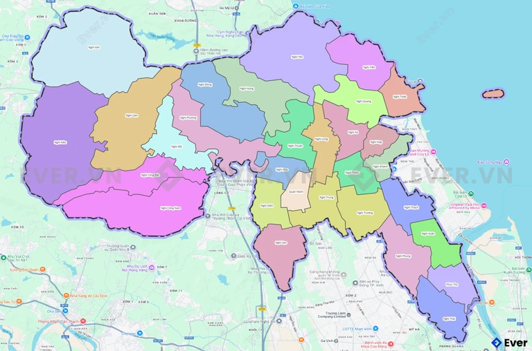 Bản đồ hành chính huyện Nghi Lộc