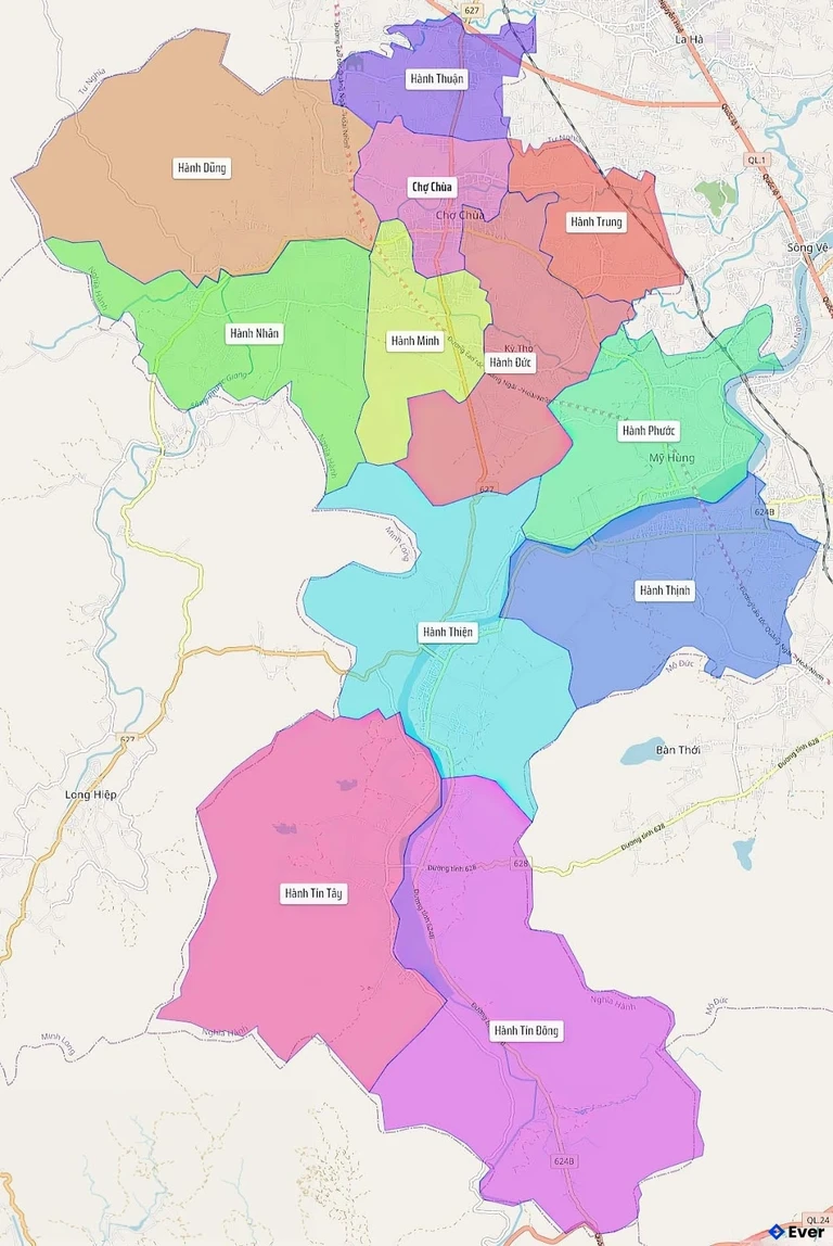 Bản đồ hành chính Huyện Nghĩa Hành