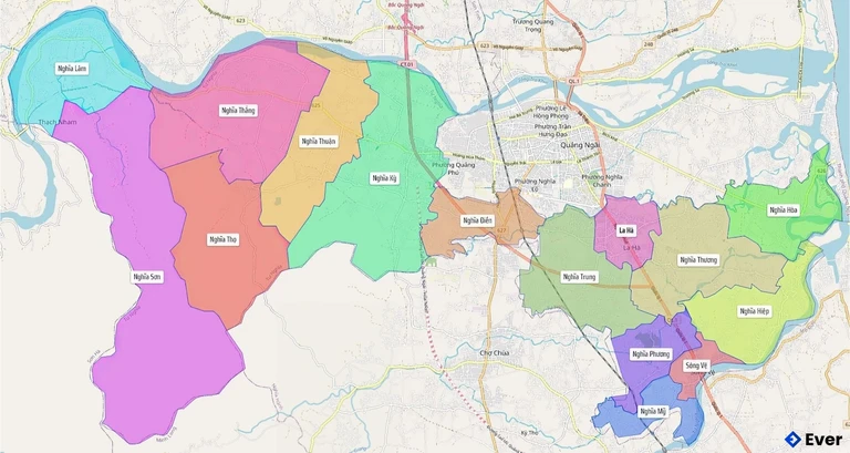 Bản đồ hành chính Huyện Nghĩa Tư