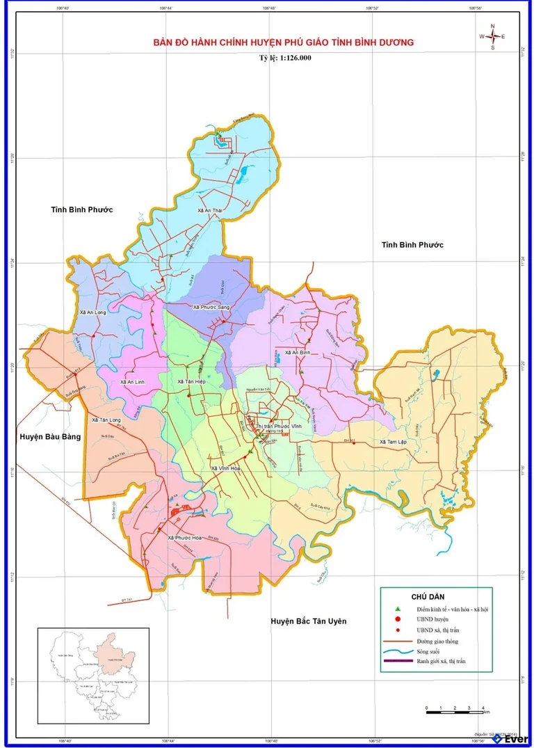 Bản đồ hành chính huyện Phú Giáo