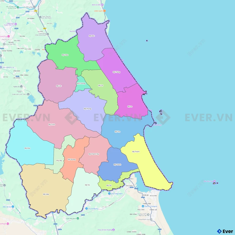 Bản đồ hành chính huyện Phù Mỹ