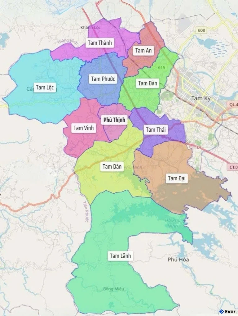 Bản đồ hành chính Huyện Phú Ninh