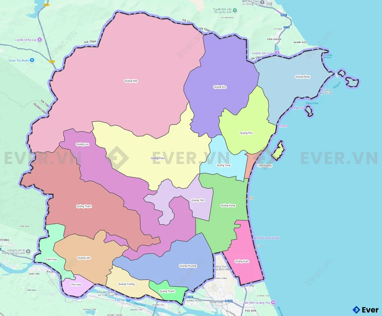 Bản đồ hành chính huyện Quảng Trạch