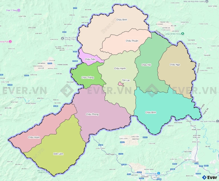 Bản đồ hành chính huyện Quỳ Châu