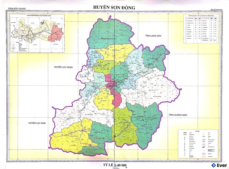 Bản đồ hành chính Huyện Sơn Động
