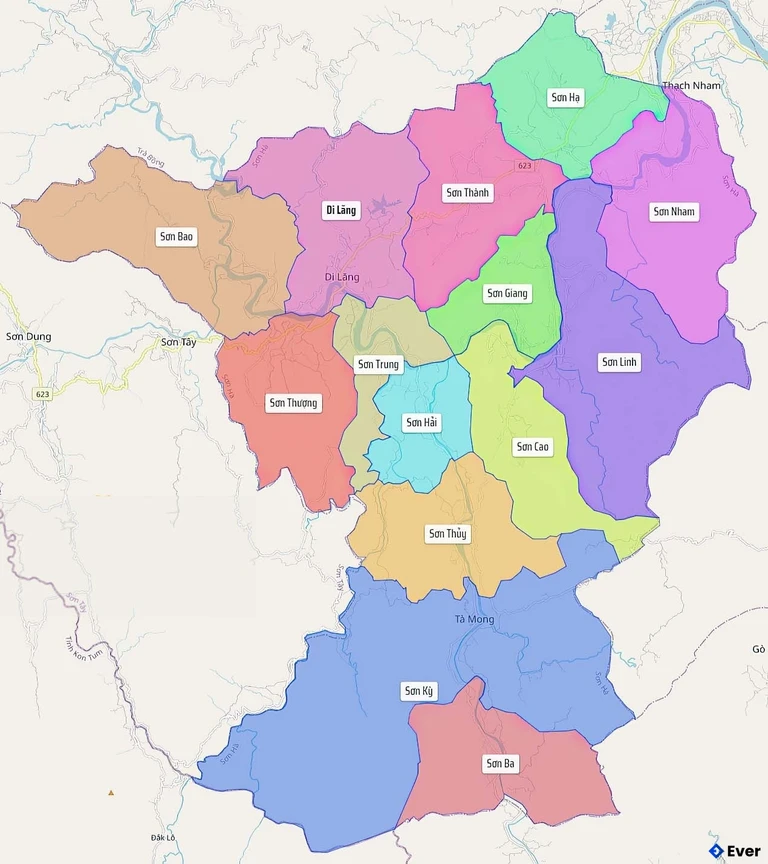 Bản đồ hành chính Huyện Sơn Hà