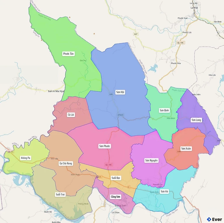 Bản đồ hành chính Huyện Sơn Hòa