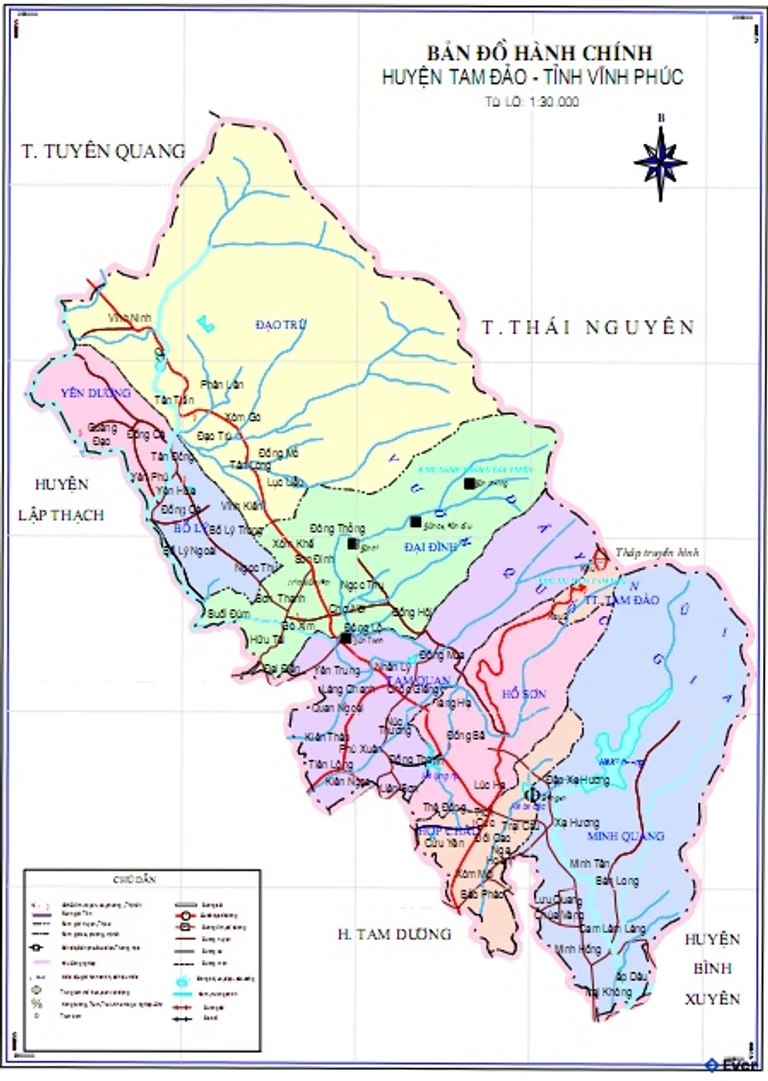 Bản đồ hành chính Huyện Tam Đảo