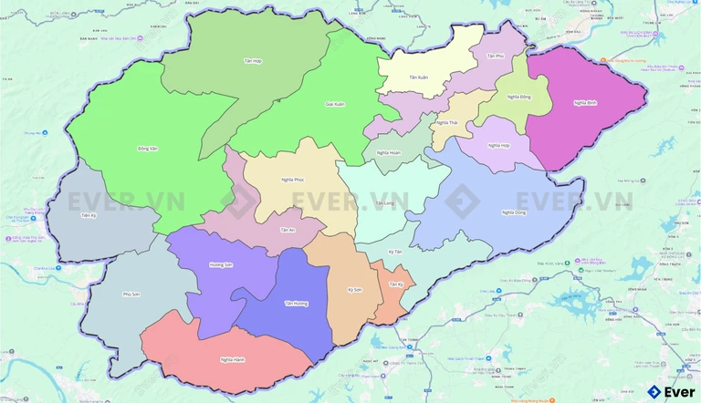 Bản đồ hành chính huyện Tân Kỳ