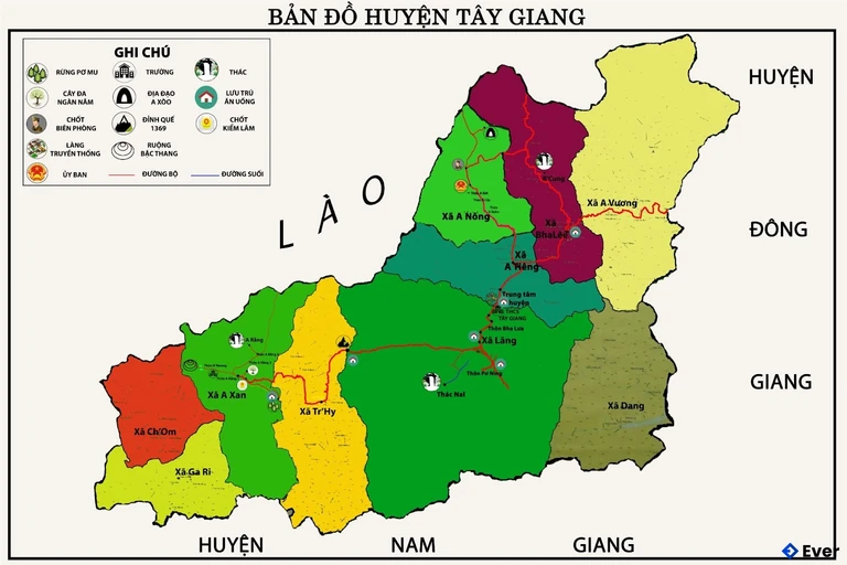 Bản đồ hành chính Huyện Tây Giang