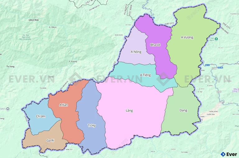 Bản đồ hành chính huyện Tây Giang