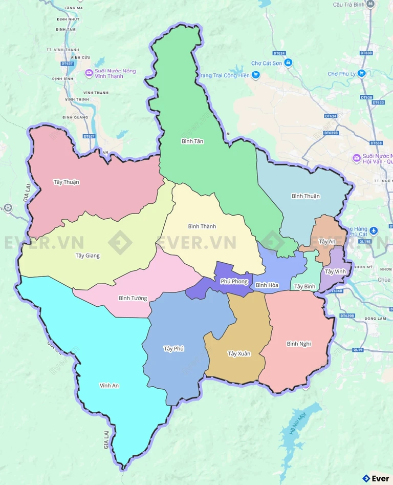 Bản đồ hành chính huyện Tây Sơn