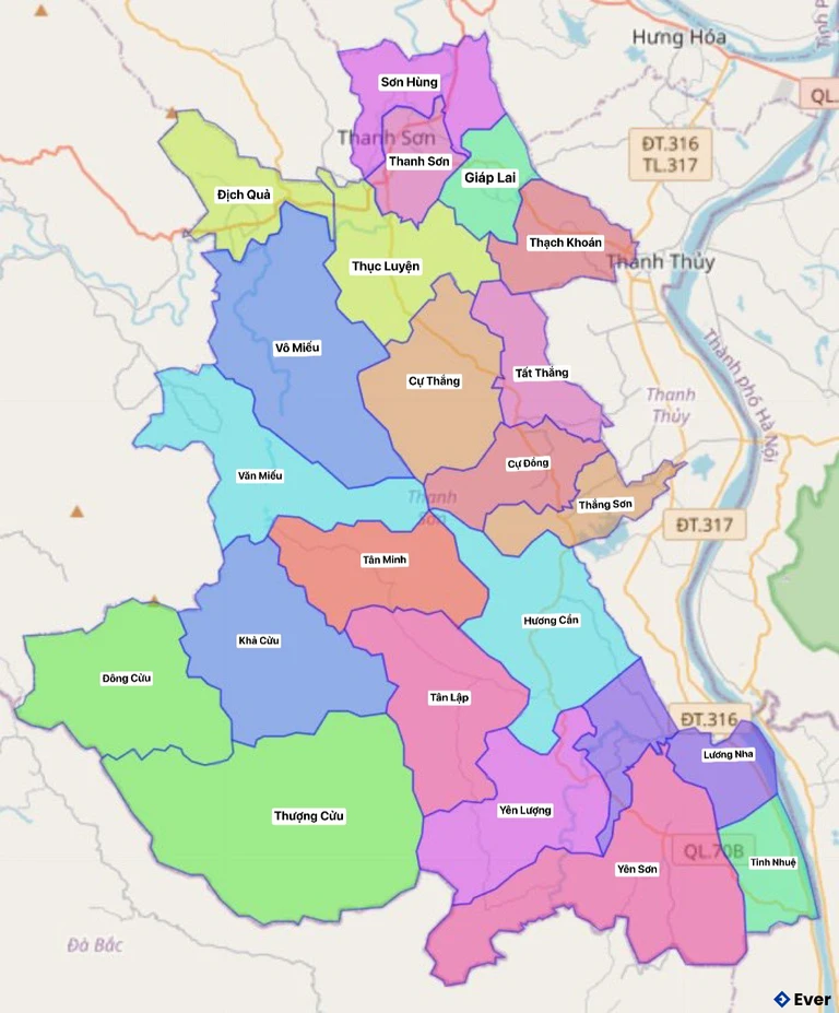 Bản đồ hành chính huyện Thanh Sơn