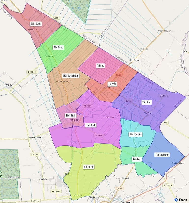 Bản đồ hành chính Huyện Thới Bình