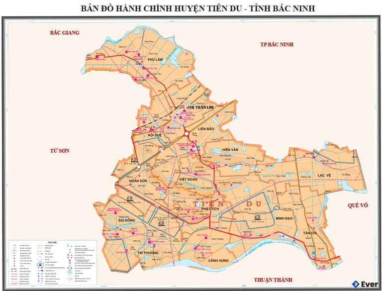 Bản đồ hành chính Huyện Tiên Du