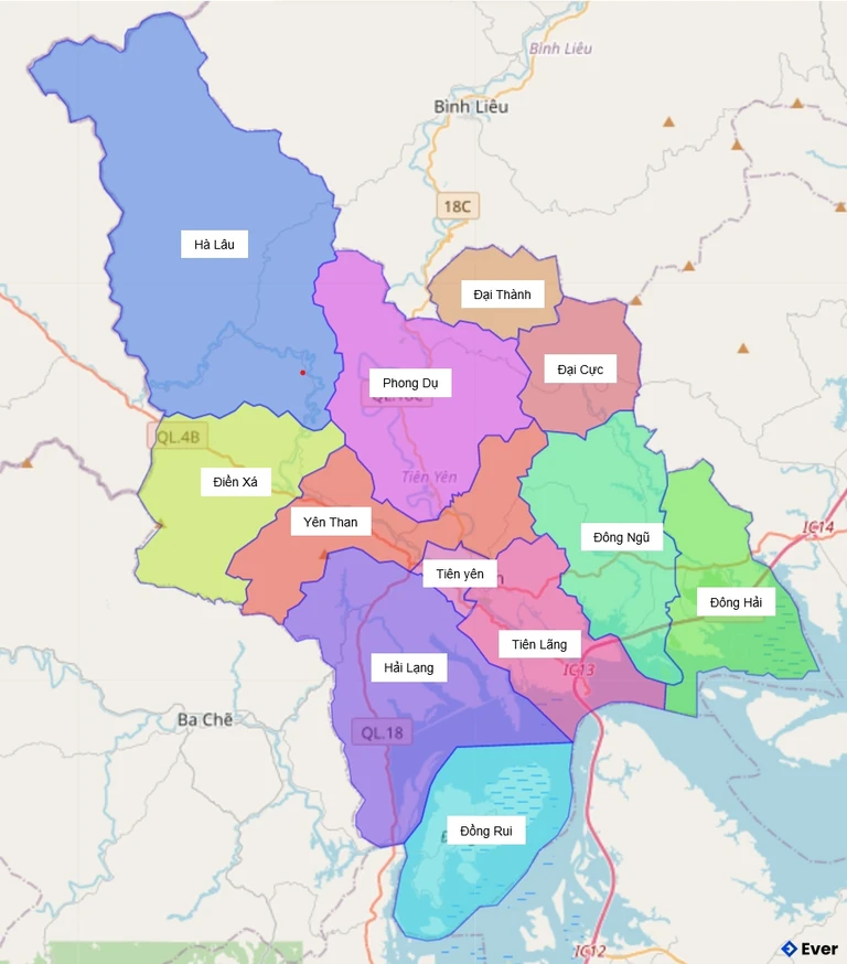 Bản đồ hành chính Huyện Tiên Yên