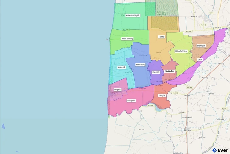 Bản đồ hành chính Huyện Trần Văn Thời