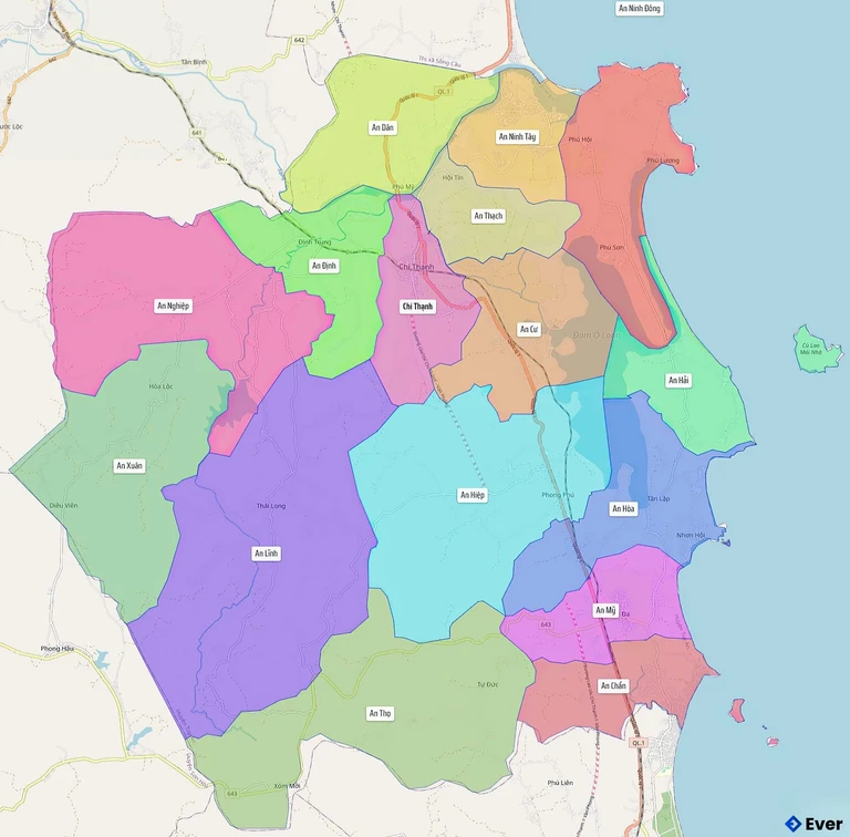 Bản đồ hành chính huyện Tuy An