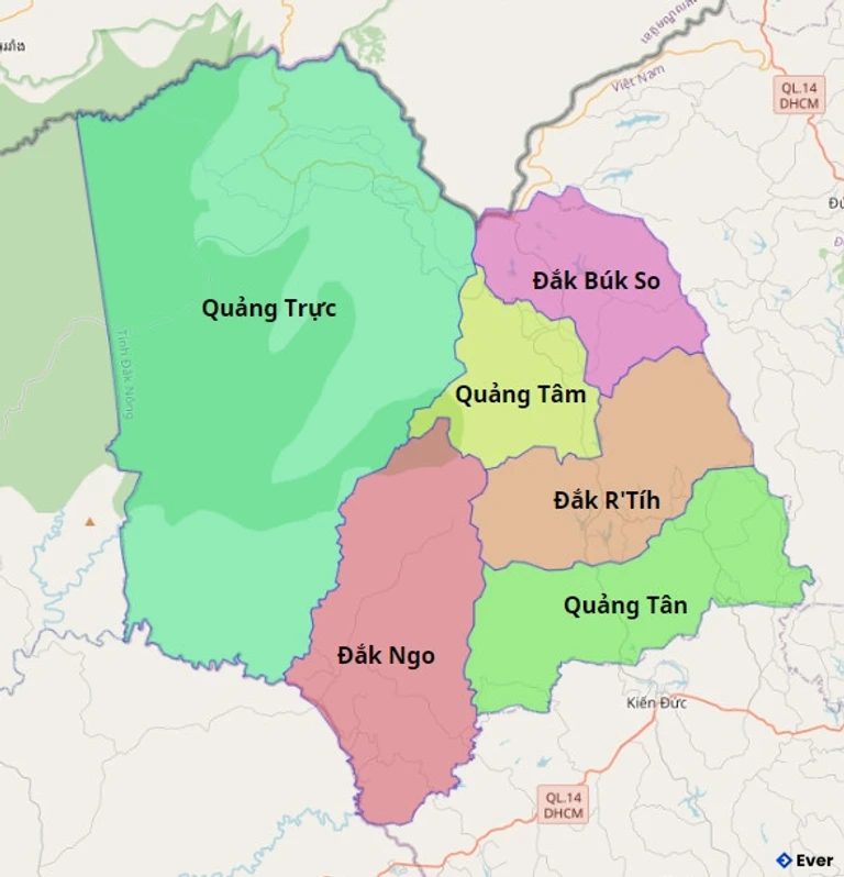 Bản đồ hành chính Huyện Tuy Đức