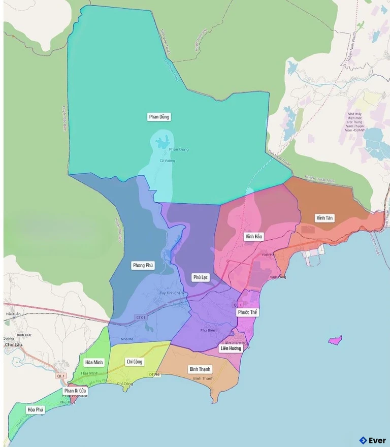 Bản đồ hành chính huyện Tuy Phong