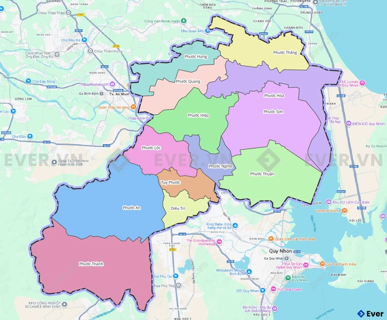 Bản đồ hành chính huyện Tuy Phước