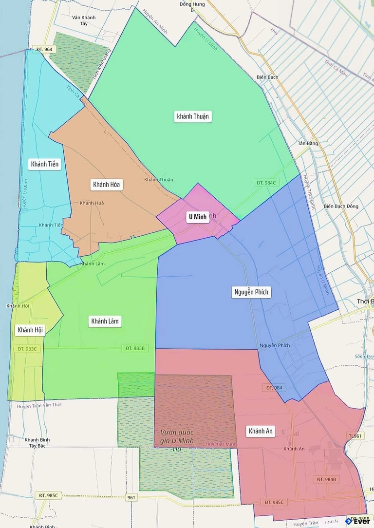 Bản đồ hành chính Huyện U Minh
