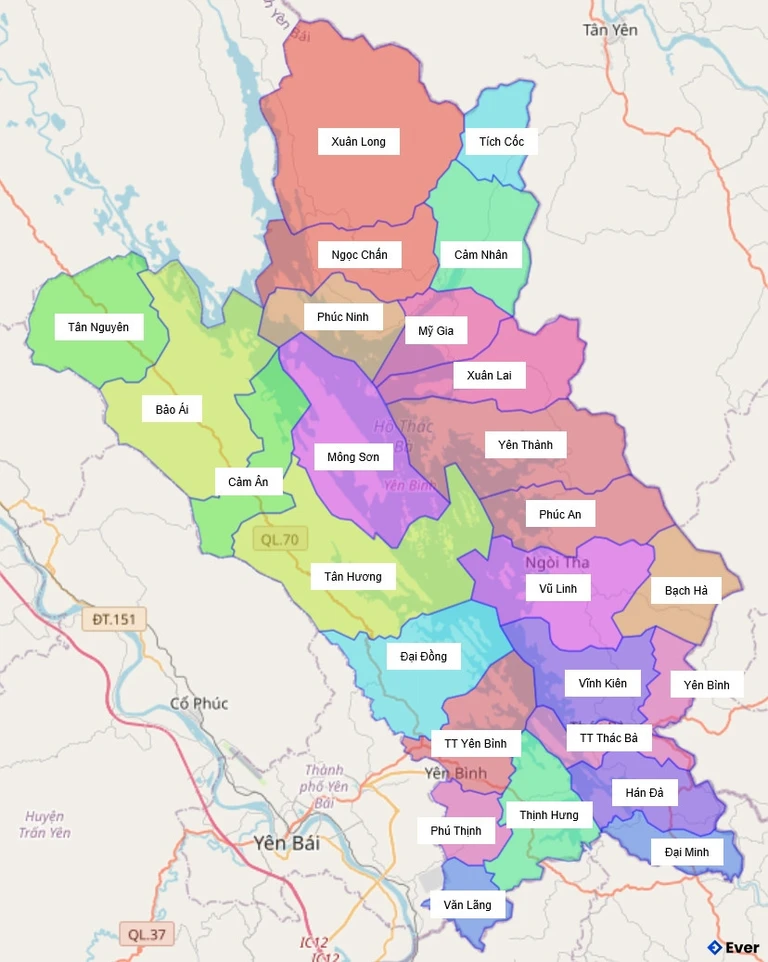 Bản đồ hành chính Huyện Yên Bình