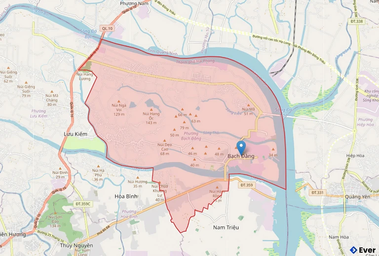 Bản đồ hành chính phường Bạch Đằng sau sáp nhập