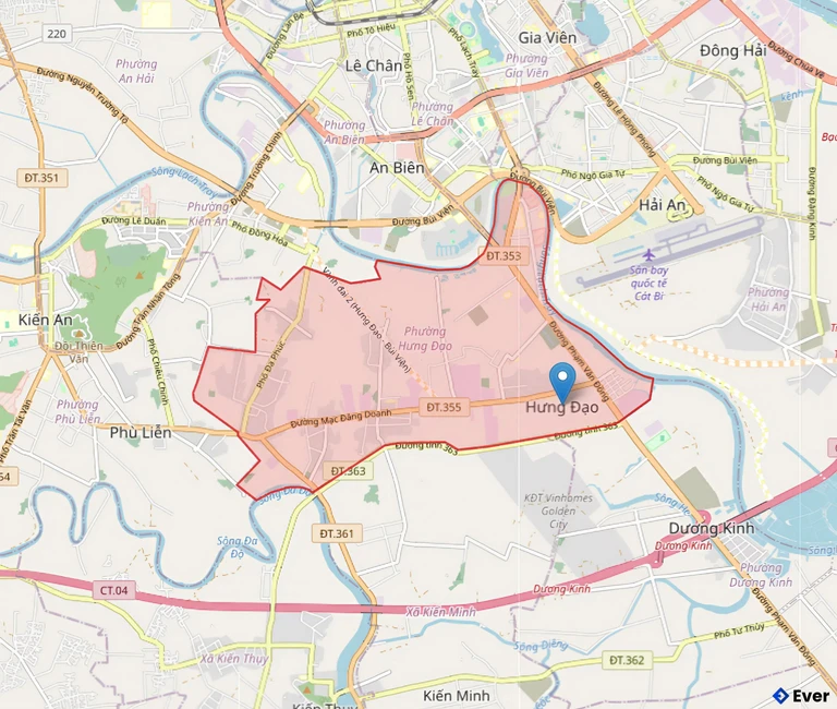 Bản đồ hành chính phường Hưng Đạo sau sáp nhập