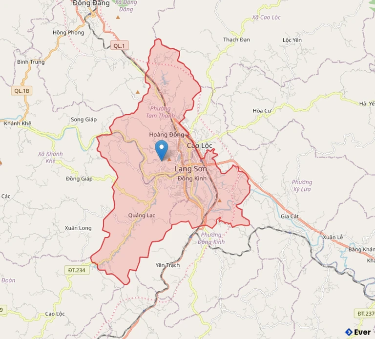 Bản đồ hành chính phường Lương Văn Tri - tỉnh Lạng Sơn