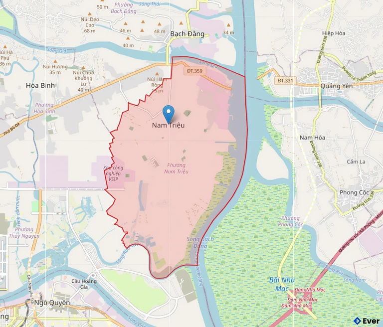 Bản đồ hành chính phường Nam Triệu sau sáp nhập