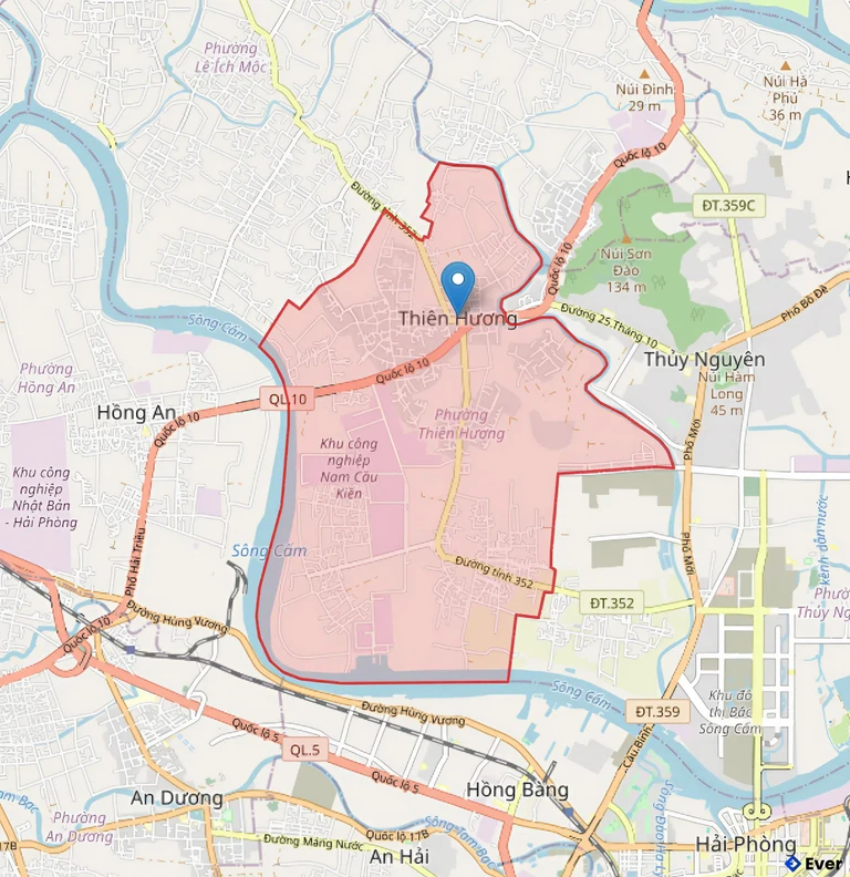 Bản đồ hành chính phường Thiên Hương sau sáp nhập