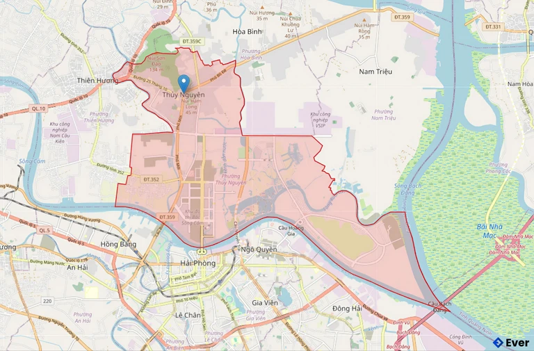 Bản đồ hành chính phường Thủy Nguyên sau sáp nhập