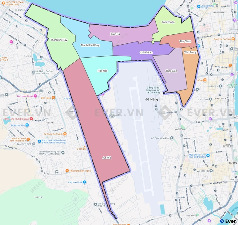 Bản đồ hành chính quận Thanh Khê