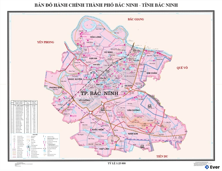 Bản đồ hành chính Thành phố Bắc Ninh