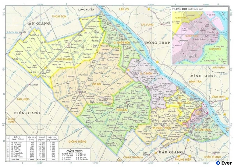 Bản đồ hành chính Thành phố Cần Thơ