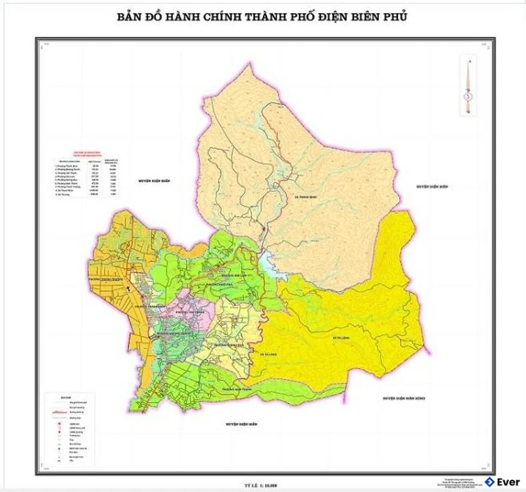 Bản đồ hành chính Thành phố Điện Biên Phủ