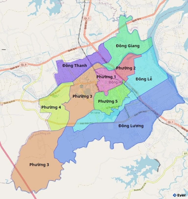 Bản đồ hành chính Thành phố Đông Hà