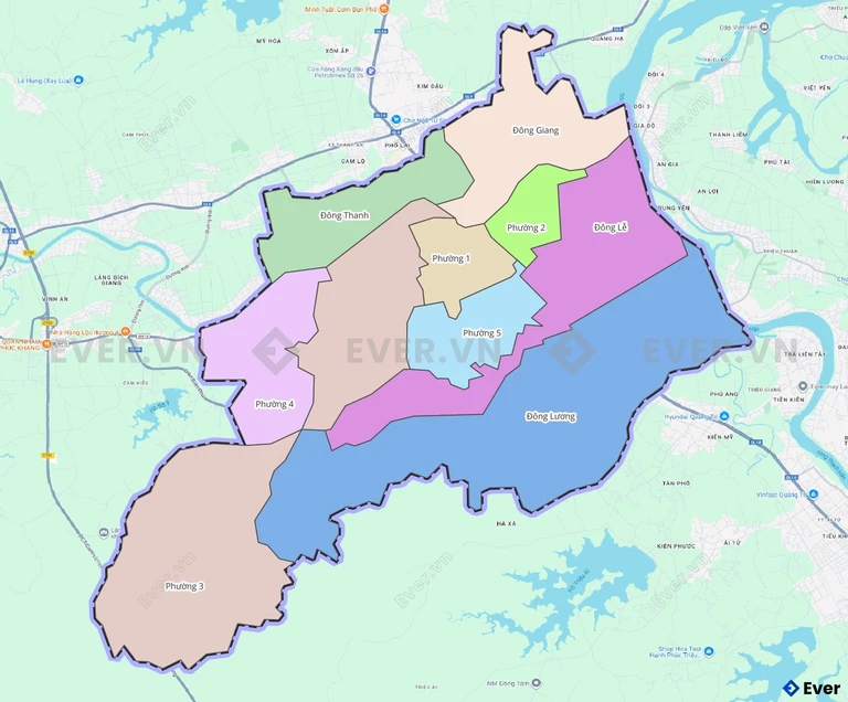 Bản đồ hành chính thành phố Đông Hà