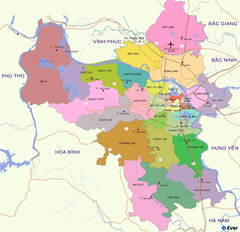 Bản đồ hành chính Thành phố Hà Nội