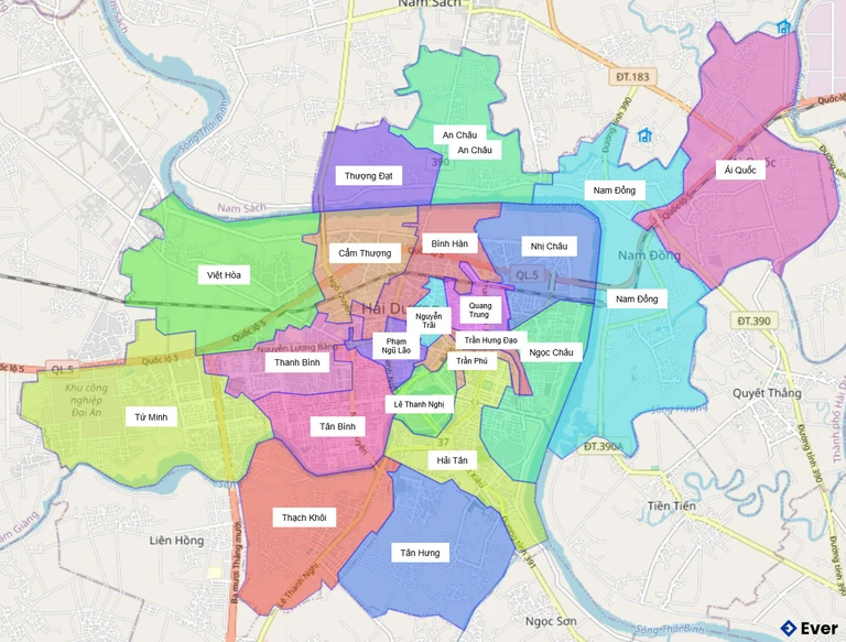 Bản đồ hành chính Thành phố Hải Dương
