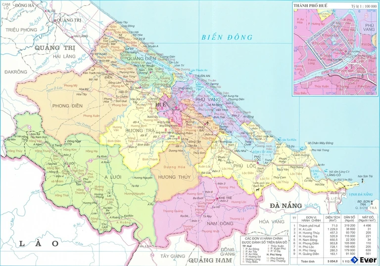 Bản đồ hành chính Thành phố Huế