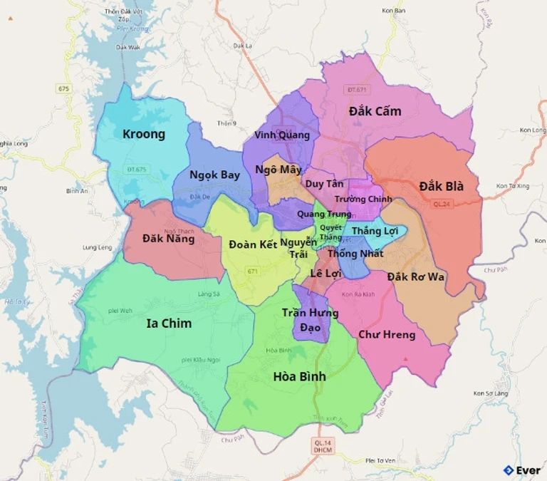 Bản đồ hành chính Thành phố Kon Tum