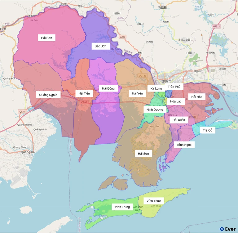 Bản đồ hành chính Thành phố Móng Cái
