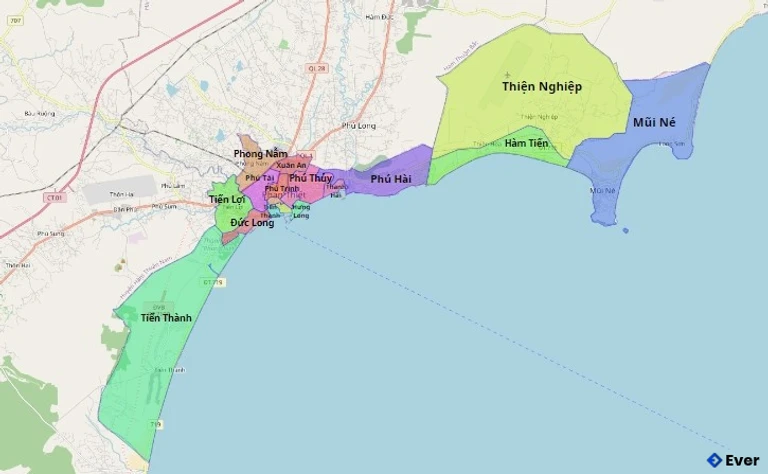 Bản đồ hành chính thành phố Phan Thiết