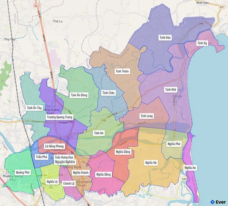 Bản đồ hành chính Thành phố Quảng Ngãi