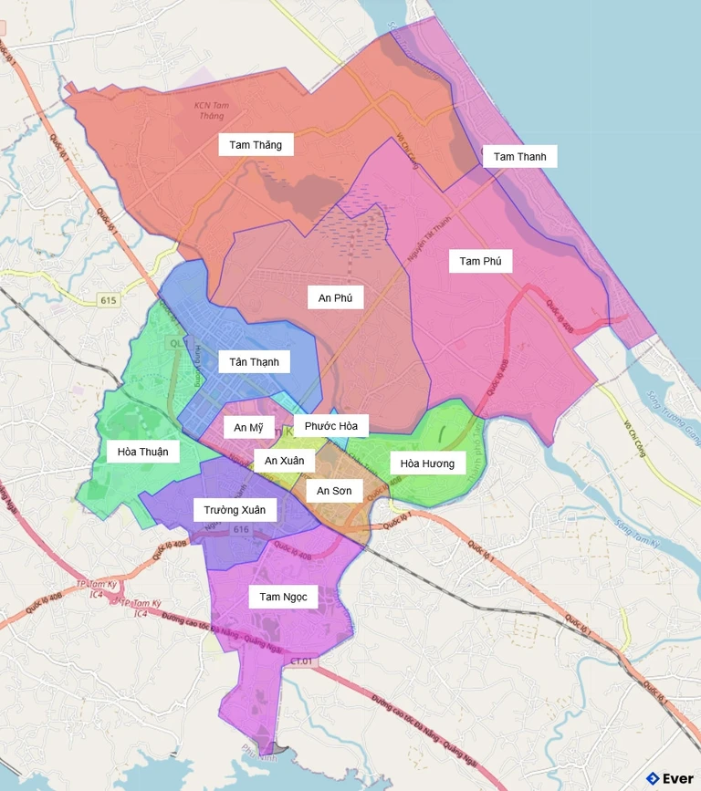 Bản đồ hành chính Thành phố Tam Kỳ