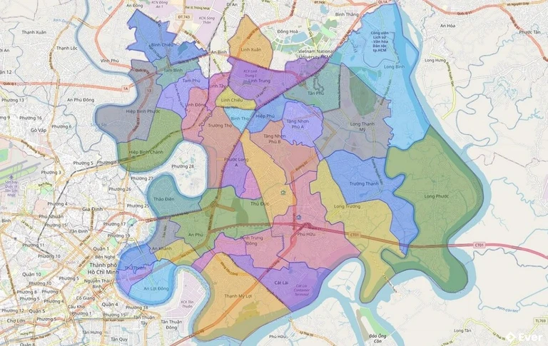 Bản đồ hành chính Thành phố Thủ Đức