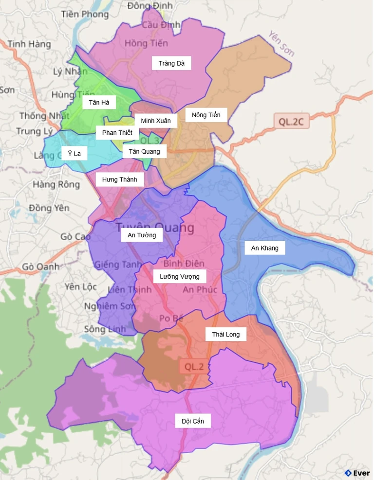 Bản đồ hành chính Thành phố Tuyên Quang