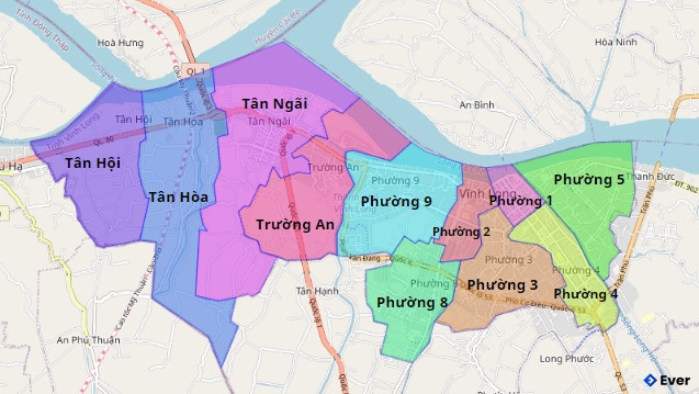 Bản đồ hành chính Thành phố Vĩnh Long